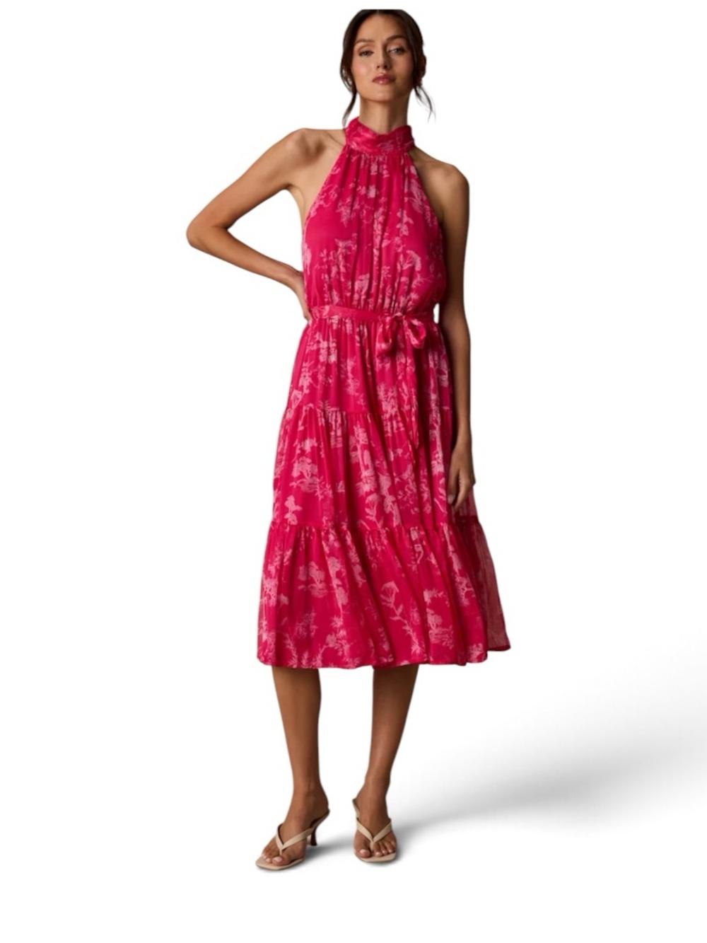 Lulu's Fuchsia Halter Midi Dress